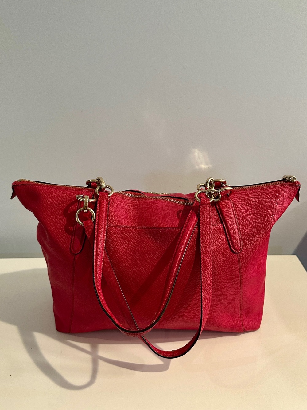 Coach F57620 Raspberry Pink Saffiano Leather Tote Shoulder Bag - Picture 2 of 7